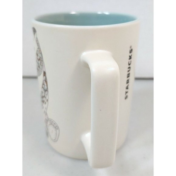 Starbucks: Geometric/Mosaic Polar Bear - 12oz. Coffee/Tea Mug - Cream/Blue - Picture 5 of 7